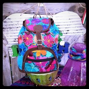 🚫 Sold 🚫 Embroidered backpack suede leather..